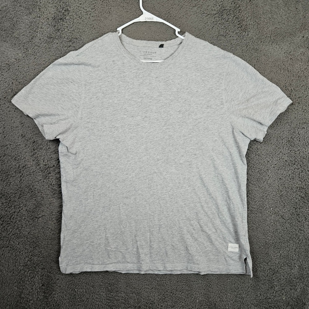 Five Four Mens 2XL Grey Short Sleeve Crew Neck T-Shirt Basic Tee Casual Solid